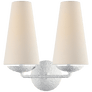 Fontaine Double Sconce in Plaster with Linen Shades