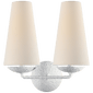 Fontaine Double Sconce in Plaster with Linen Shades