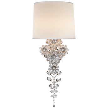 Claret Tail Sconce in Burnished Silver Leaf with Linen Shade