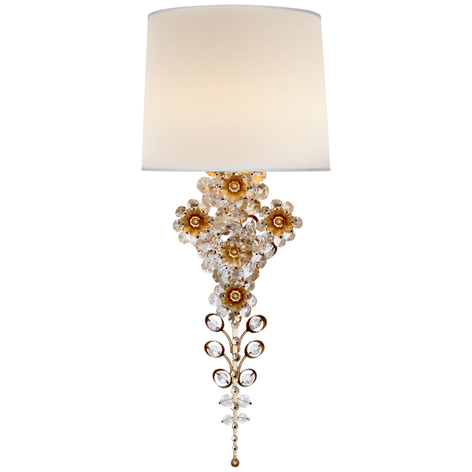 Claret Tail Sconce in Gild with Linen Shade