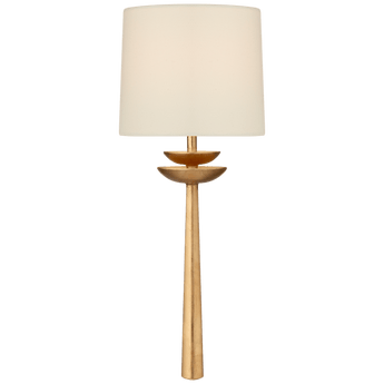 Beaumont Medium Tail Sconce in Gild with Linen Shade