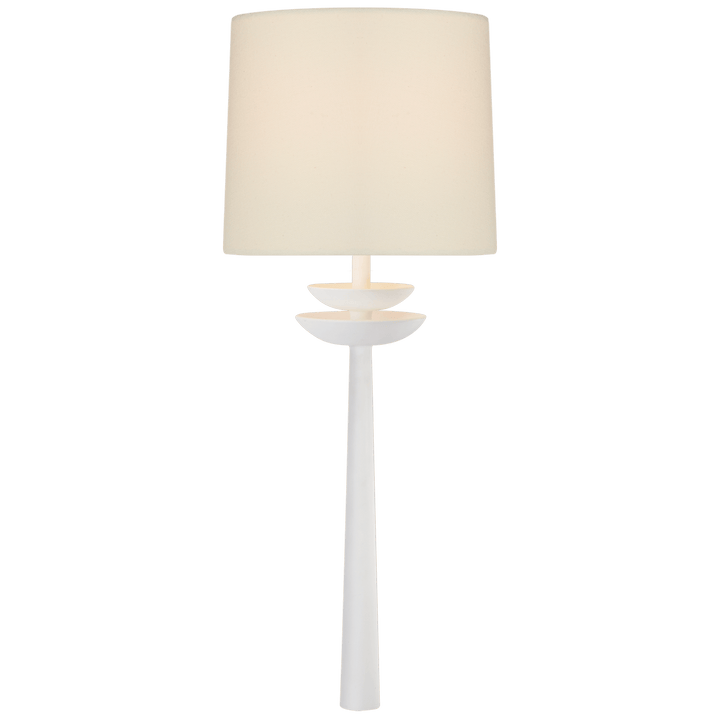 Beaumont Medium Tail Sconce in White with Linen Shade