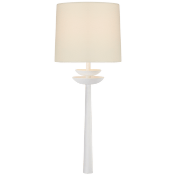 Beaumont Medium Tail Sconce in White with Linen Shade