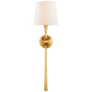 Dover Large Tail Sconce in Gild with Linen Shade