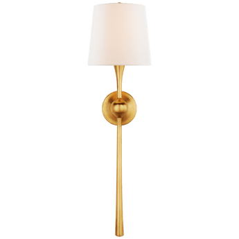 Dover Large Tail Sconce in Gild with Linen Shade