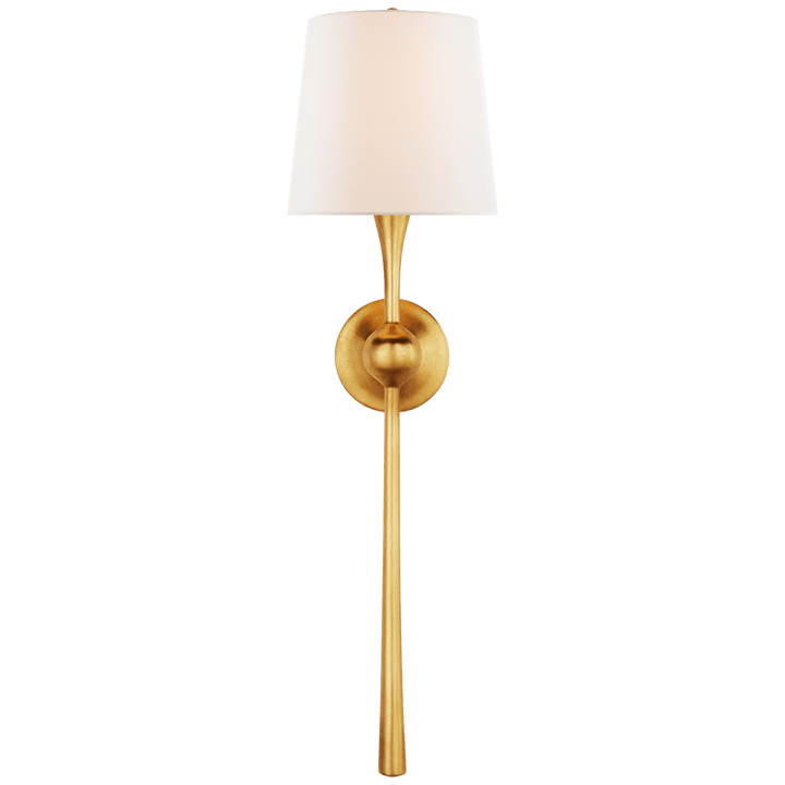 Dover Large Tail Sconce in Gild with Linen Shade