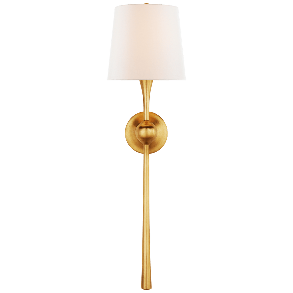 Dover Large Tail Sconce in Gild with Linen Shade