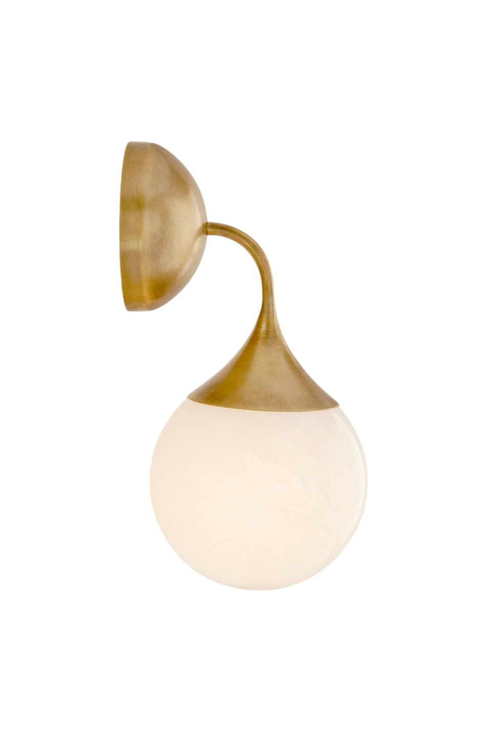 Cristol Small Single Sconce in Hand-Rubbed Antique Brass with White Glass