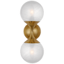 Cristol Small Double Sconce in Hand-Rubbed Antique Brass with White Glass