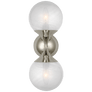 Cristol Small Double Sconce in Polished Nickel with White Glass