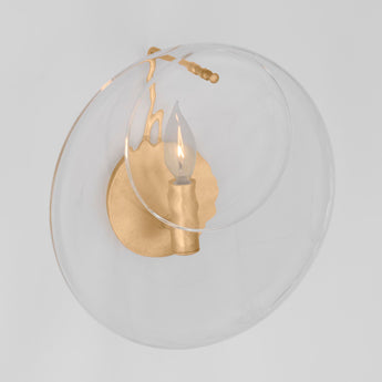 Loire Small Sconce in Gild with Clear Strie Glass