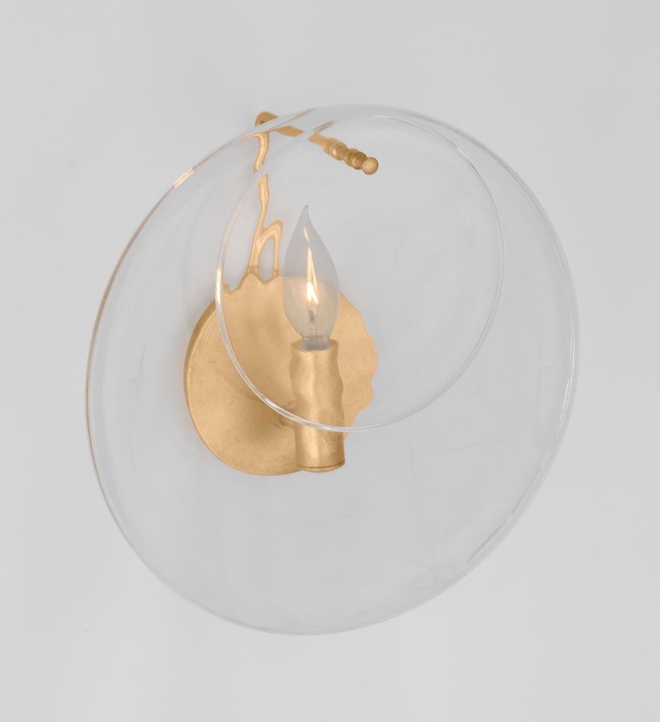 Loire Small Sconce in Gild with Clear Strie Glass