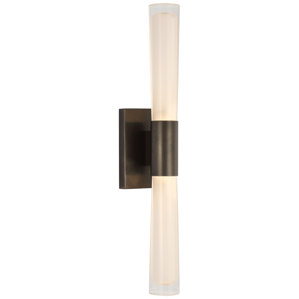 Brenta Single Sconce in Bronze with White Glass