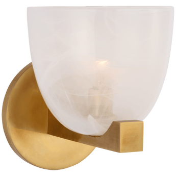 Carola Single Sconce in Hand-Rubbed Antique Brass with White Strie Glass