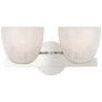 Carola Double Sconce in Polished Nickel with White Strie Glass