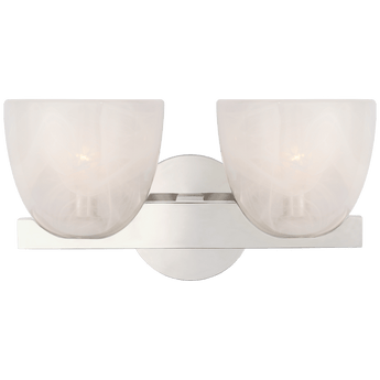 Carola Double Sconce in Polished Nickel with White Strie Glass