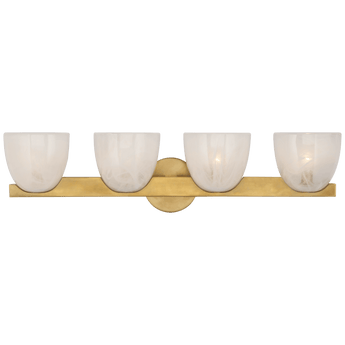 Carola 4-Light Bath Sconce in Hand-Rubbed Antique Brass with White Strie Glass