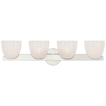 Carola 4-Light Bath Sconce in Polished Nickel with White Strie Glass