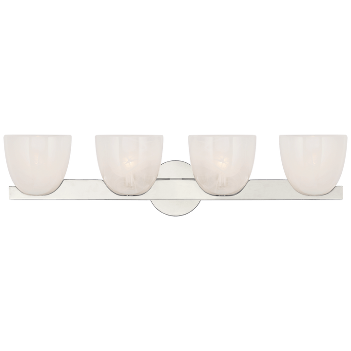 Carola 4-Light Bath Sconce in Polished Nickel with White Strie Glass