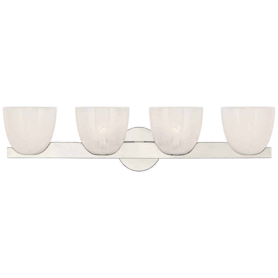 Carola 4-Light Bath Sconce in Polished Nickel with White Strie Glass