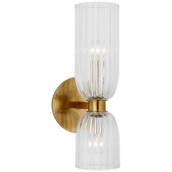 Asalea 16" Double Bath Sconce in Hand-Rubbed Antique Brass with Clear Glass