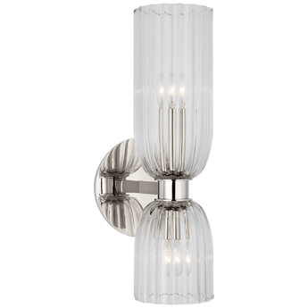 Asalea 16" Double Bath Sconce in Polished Nickel with Clear Glass