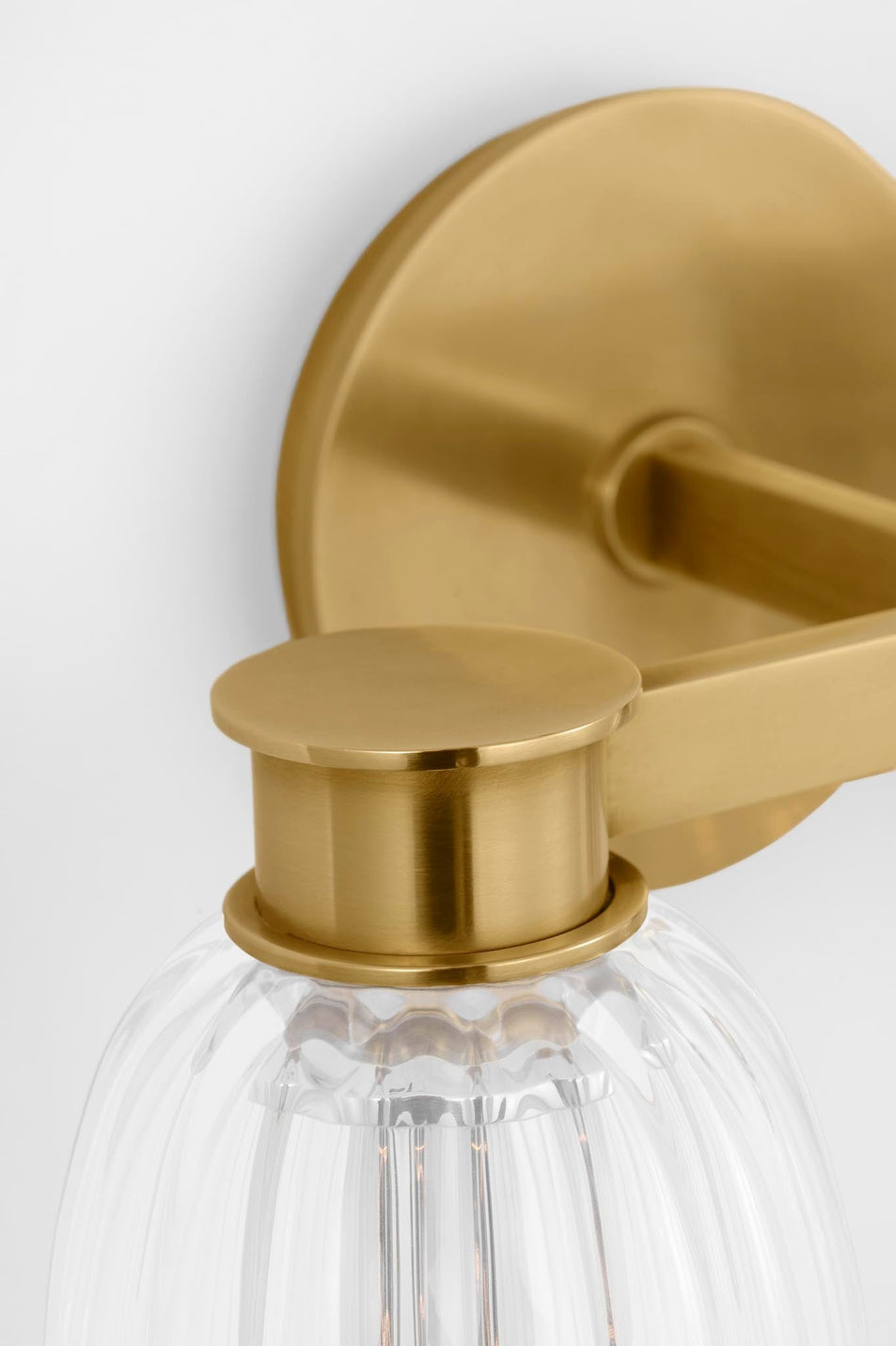 Asalea Double Sconce in Hand-Rubbed Antique Brass with Clear Glass