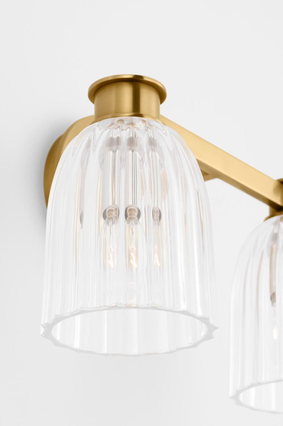 Asalea Double Sconce in Hand-Rubbed Antique Brass with Clear Glass