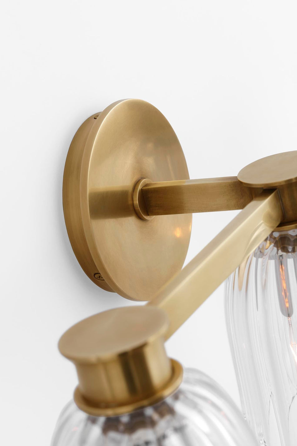 Asalea Triple Vanity Light in Hand-Rubbed Antique Brass with Clear Glass