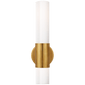 Penz Medium Cylindrical Sconce in Hand-Rubbed Antique Brass with White Glass