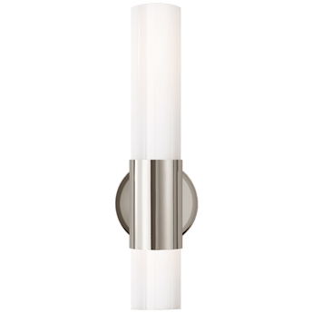 Penz Medium Cylindrical Sconce in Polished Nickel with White Glass