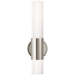 Penz Medium Cylindrical Sconce in Polished Nickel with White Glass