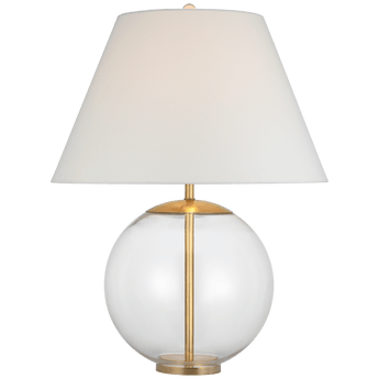 Morton Large Table Lamp in Clear Glass with Linen Shade