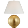 Morton Large Table Lamp in Gild with Linen Shade