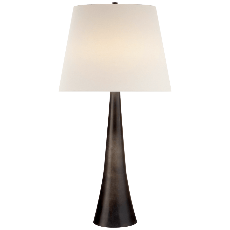 Dover Table Lamp in Aged Iron with Linen Shade