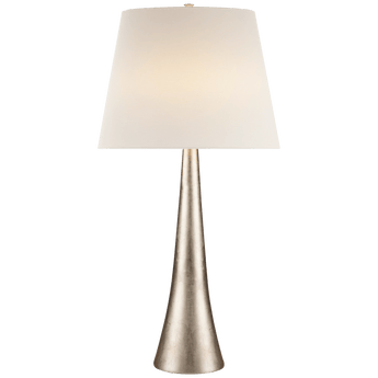 Dover Table Lamp in Burnished Silver Leaf with Linen Shade