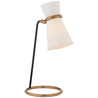 Clarkson Table Lamp in Hand-Rubbed Antique Brass and Black with Linen Shade