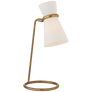 Clarkson Table Lamp in Hand-Rubbed Antique Brass with Linen Shade