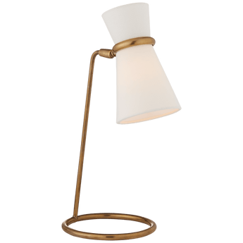 Clarkson Table Lamp in Hand-Rubbed Antique Brass with Linen Shade