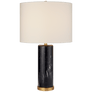 Cliff Table Lamp in Black Marble with Linen Shade