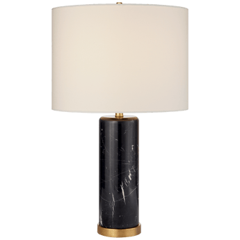 Cliff Table Lamp in Black Marble with Linen Shade