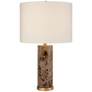 Cliff Table Lamp in Brown Marble with Linen Shade