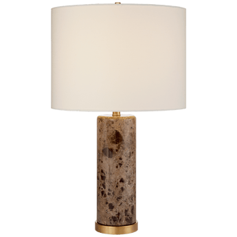 Cliff Table Lamp in Brown Marble with Linen Shade