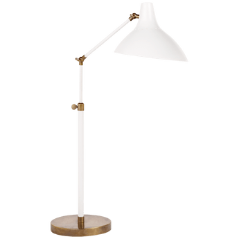 Charlton Table Lamp in White and Hand-Rubbed Antique Brass