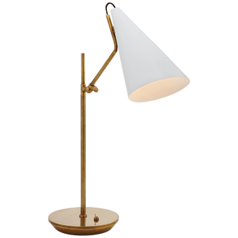 Clemente Table Lamp in Hand-Rubbed Antique Brass with White