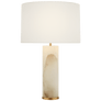 Lineham Table Lamp in Alabaster with Linen Shade