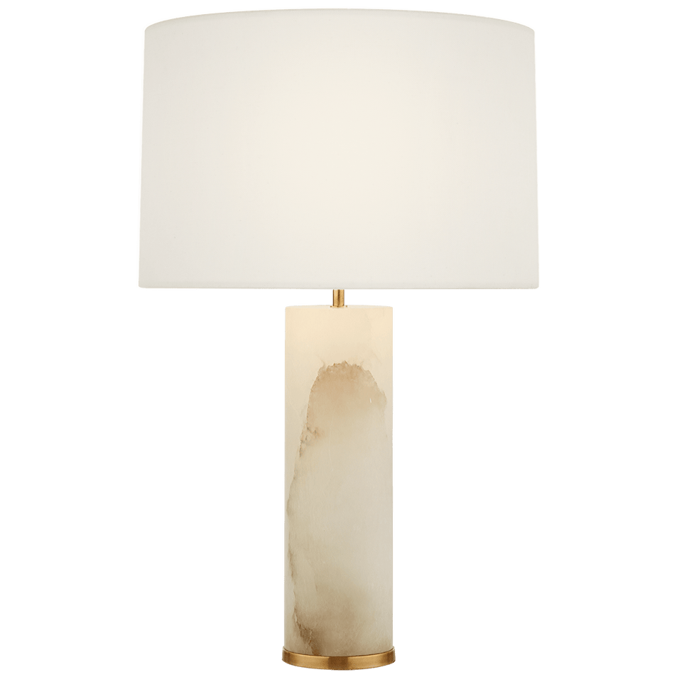 Lineham Table Lamp in Alabaster with Linen Shade