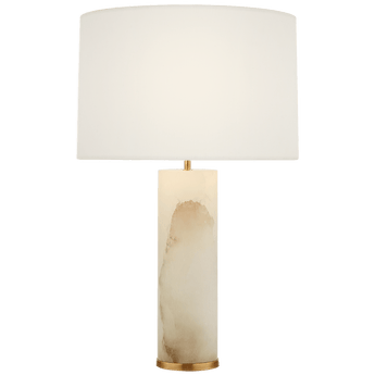 Lineham Table Lamp in Alabaster with Linen Shade