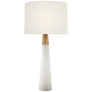 Olsen Table Lamp in Alabaster and Hand-Rubbed Antique Brass with Linen Shade