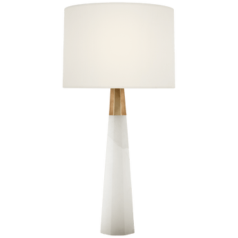 Olsen Table Lamp in Alabaster and Hand-Rubbed Antique Brass with Linen Shade